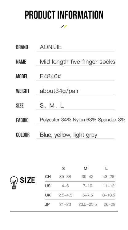 Calcetines 5 dedos AONIJIE E4840 - Alto rendimiento Coolmax