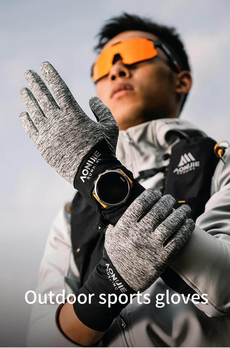 AONIJIE M61-Guantes para trail running con orificio para el reloj