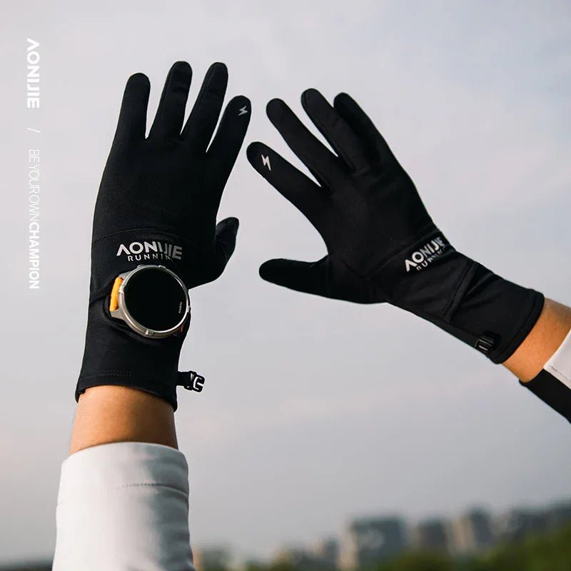 AONIJIE M61-Guantes para trail running con orificio para el reloj